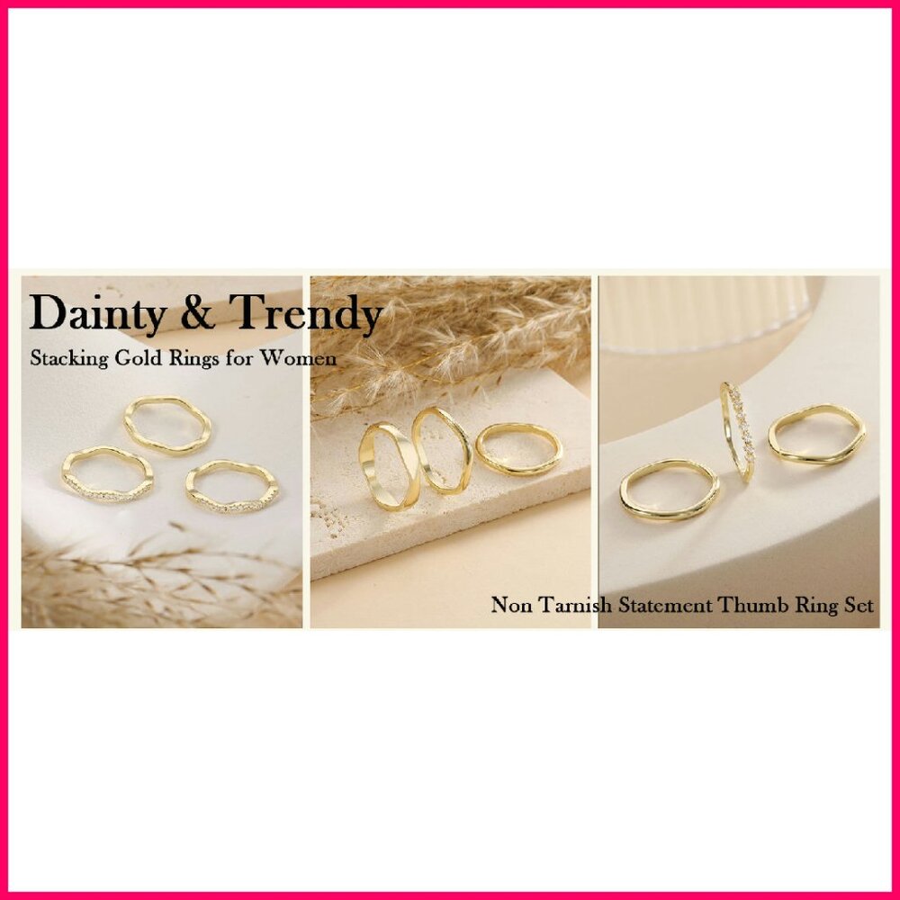 Wavy Stackable Gold Plated Rings Set Minimalist C… - image 8